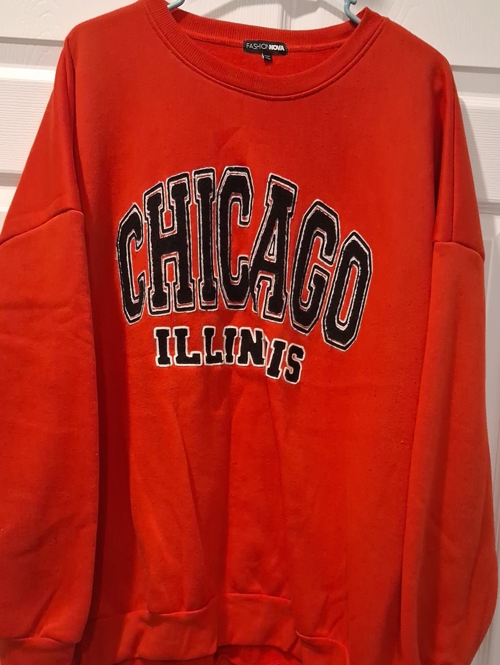 Fashion Nova Red Chicago Illinois Crewneck Sweater